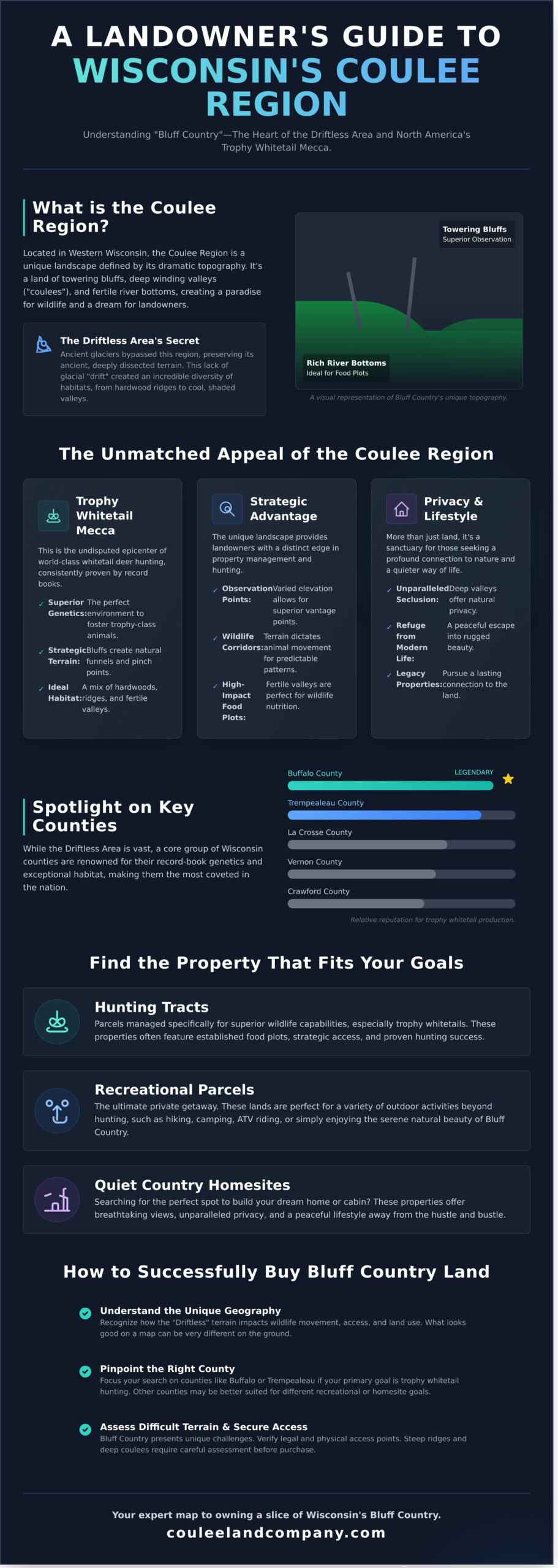 Coulee Region Land for Sale: Your Guide to Wisconsin’s Bluff Country - Infographic