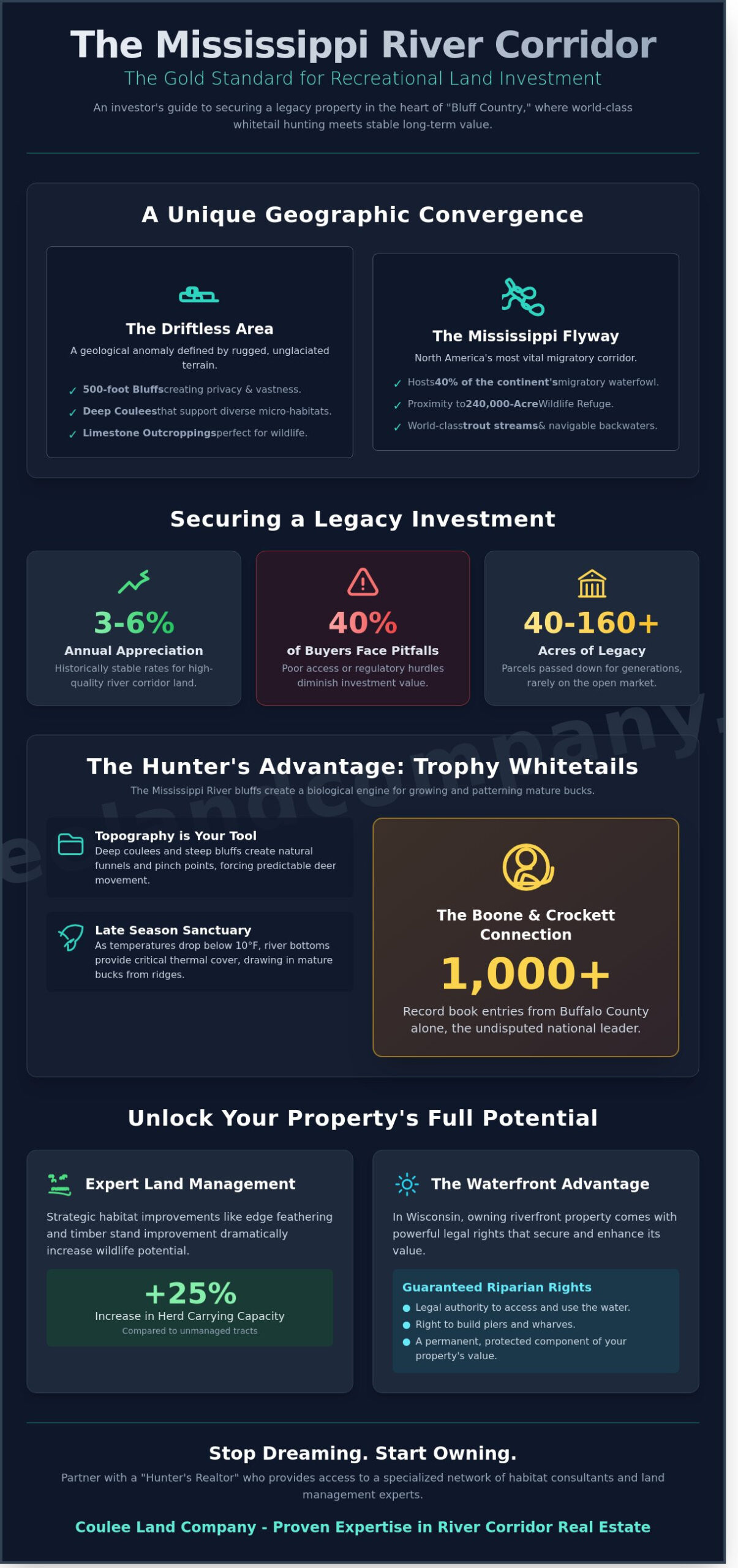 Best Recreational Properties Near the Mississippi River – Coulee Land’s Proven Expertise - Infographic
