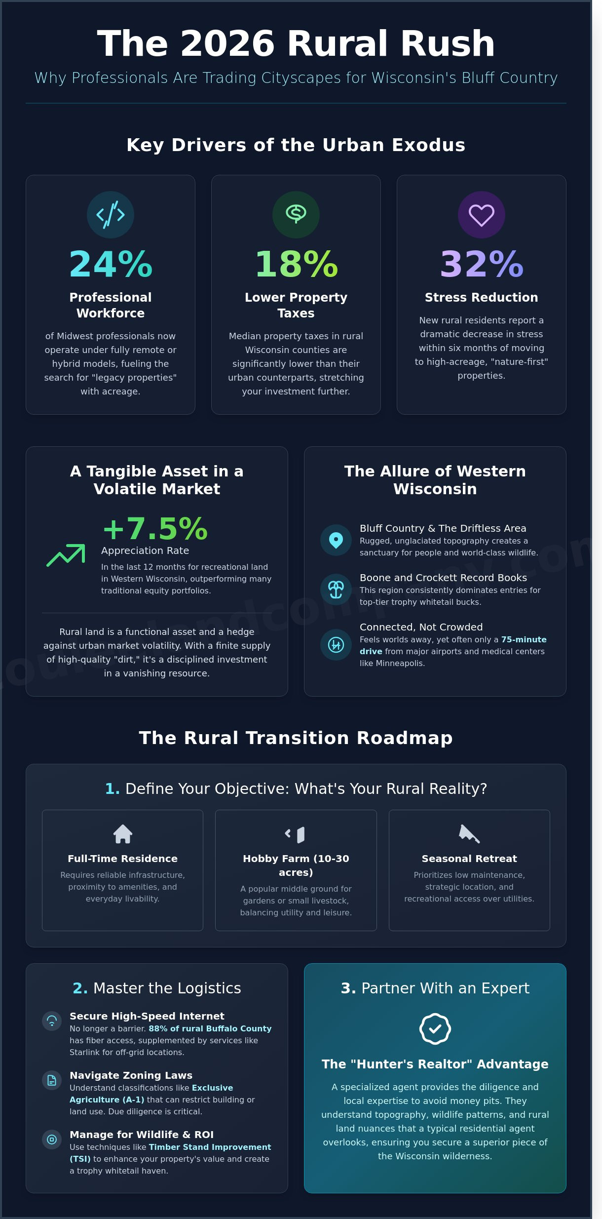 Escaping the City to Rural Wisconsin: The Ultimate 2026 Transition Guide - Infographic